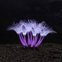 1pc Silicone Realistic Sunflower Shaped Coral, Aquarium Landscape Decor, Glow-In-The-Dark Artificial Coral, 6.3 Inch Base, Suitable For Fish Tank Decoration - Multicolor - View 1
