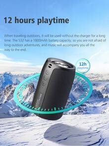 ZEALOT S32 便携式无线麦克风音箱，10W 户外超重低音 IPX5 防水无线音箱，1800mAh 电池，8 小时高品质立体声，兼容 SD 卡/USB/AUX/支持串口连接，可连接智能手机/平板电脑/电脑/电视，适合户外/家庭使用 - 藍色 - 查看 8