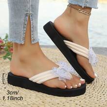 Damen europäischer und amerikanischer Stil Schmetterling Flip Flops mit Strass, Lässig Strandpantoffeln, modische Heim Sandalen