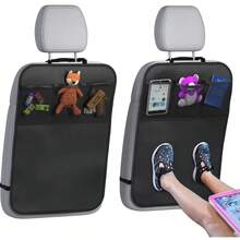 Car Backseat Cover With 3 Storage Pockets, Extra Large Waterproof Rear Seat Protector, Car Seat Back Cover, Dust/Mud/Scratch Resistant - Black - View 2