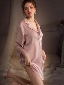 Sexy Underwear Spring And Summer Thin Boyfriend Wind Lace Pajamas Ice Silk Long Sleeve Comfortable Shirt Nightdress Suit Ladies' Home Clothes Sexy Lingerie Set