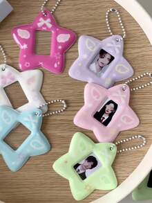 1-Inch Colorful Stars & Bow Design Card Holder, Celebrity Fan ID Display Frame For Idol/Girl Photocards - Multicolor - View 6