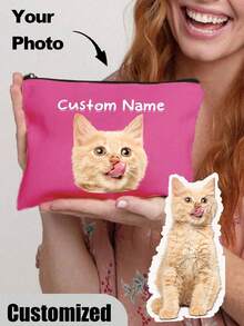 Bolsa de maquillaje personalizada con foto de gato, regalos con temática de gato, bolsa de cosméticos de viaje pequeña para amantes de las mascotas, estuche con cremallera para adolescentes, hijas, hermanas, artículos divertidos para mascotas, decoraciones de cumpleaños y navidad, organizador de maquillaje, bolsa de almacenamiento de maquillaje, estuche de maquillaje pequeño de viaje, accesorios, estuche para brochas, bolsa de maquillaje, artículos de viaje, artículos escolares, bolsa de maquillaje, artículos esenciales de vacaciones - Multicolor - Ver 17