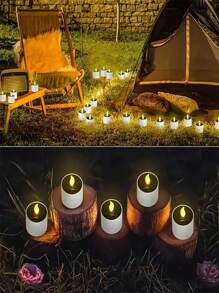 Solar Powered Candle Outdoor Waterproof, 6 LED Flameless Solar Tea Light Candles With Dusk To Dawn Sensors, Suitable For Window Exterior Lantern Porch Garden Courtyard Decoration