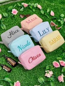 Custom Makeup Bag, Bridal Shower Gift, Personalized Bridesmaid Gifts, Wedding Gift, Travel Toiletry Bag, Cosmetic Bag, Birthday Gift For Her, Personalized Cosmetic Bag, Monogrammed Toiletry Bag Leisure, Basics, Casual, Soft, Unique, Customized, Personalized, Custom, Ideal Gifts For Her, Girlfriend, Her, Boyfriend, Friends, Easy Comfort