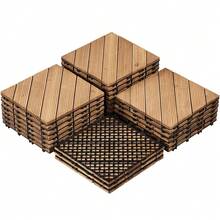 Costoffs 10/27PCS Waterproof Acacia Wood Interlocking Deck Tiles Wood Plastic Interlocking Flooring Tiles For Outdoor & Indoor/ Patio/ Garden, Wood - 木質-斜紋-27件 - 查看 1