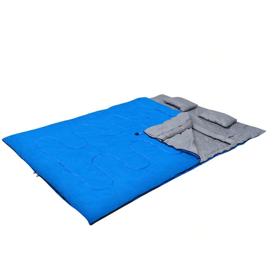 GOFLAME 2 In 1 Double Sleeping Bag Extra Large Waterproof Carrying Bag Camping 220 X 150CM - Blue - View 1