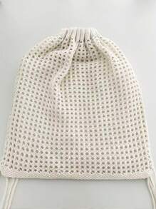 Yogodlns High Quality Casual Bag Hollow Out Woven Handmade Bucket Bag Women Handbag Large Capacity Tote Bag Lady Purse Shoulder Bag Fashion Women Hollow Woven Shoulder Bags Large Capacity Crochet Backpack Knitting Handbags Female Shopping Tote