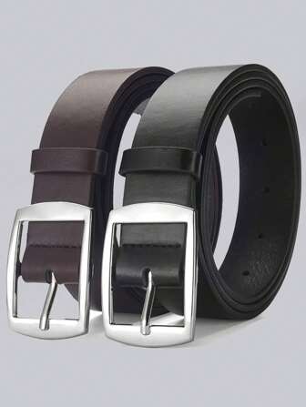 1 pezzo Cintura elegante e di moda in PU per uomo per affari, con fibbia singola, regolabile, semplice e versatile, adatta sia per uomo che per donna, cintura casual per uso quotidiano, abbinabile agli accessori per i jeans