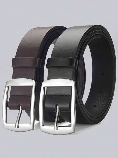 1pc Men's Fashion Stylish Business PU Single Prong Buckle Belt, Freely Adjustable, Minimalist Versatile, Suitable For Both Men And Women, Casual Daily Belt, Can Be Paired With Jeans And Other Accessories