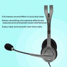 Logitech Auriculares H111 Sonido estéreo Llamadas en tiempo real Ligeros y cómodos Micrófono con cancelación de ruido Micrófono ajustable Jack de una sola línea de 3,5 mm