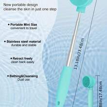 2-In-1 Silicone Body Scrubber: Portable Back Brush With 3 Cleaning Levels – Deep Exfoliating Shower Tool For Gentle & Thorough Clean, Must-Have Bath Accessory - 綠色 - 查看 2