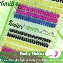 Extensiones de pestañas en racimos de 14-24 mm de longitud, 240D, esponjosas y voluminosas. Racimos de pestañas individuales de 192 piezas, suaves y wispy, para extensión de pestañas DIY, resistentes al agua y con rizo D, por Kmilro - Grupos de pestañas de colores 160D de 8 a 16 mm - Ver 6