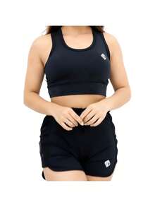 Kit 2 Women's Fitness Set For The Gym PINK And GREY Training, Running, Cycling And Sports (Top With Removable Padding) - màu đen - Xem 2