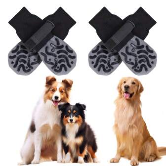 4 件套防滑狗袜，双面，防止舔咬，在硬木地板上抓地力强，保护爪子，防止划伤