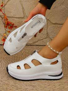 Women Hidden Heel Wedge Sandals, Comfortable Sporty Casual Hook And Loop Shoes
