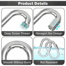 Quick Links Chain Heavy Duty Carabiner Clips For Swing Outdoor Camping - M12-12Pack - View 4