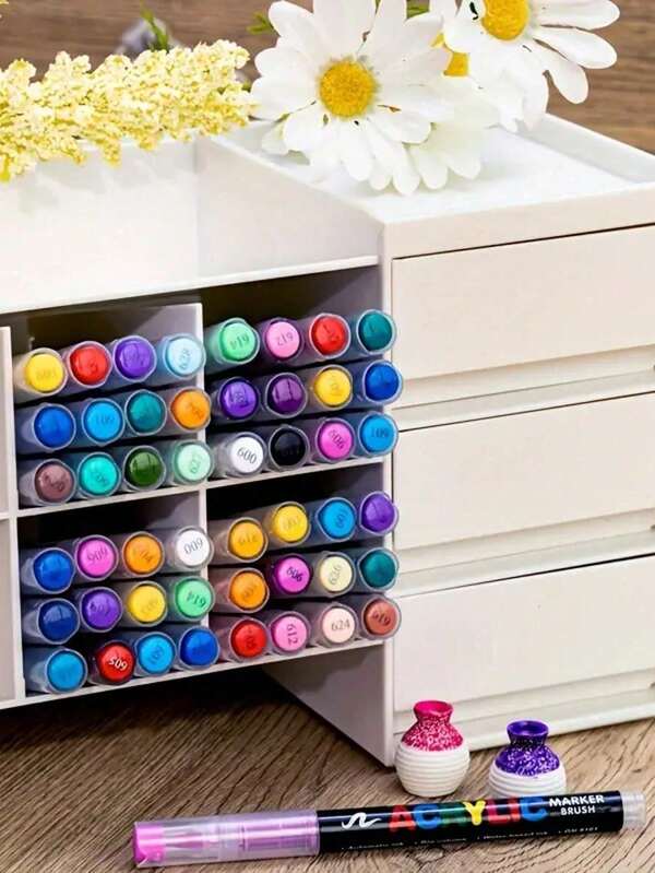 240/ 168/ 120/ 100/ 72/ 60/ 48/ 36/ 24/ 12 لون من ألوان أقلام الطلاء الحبرية والأكريليك للفنانين والبالغين للتلوين والرسم، فرشاة إضافية لأعمال التلوين على الحجر والخشب والكانڤاس، مستلزمات فنية DIY