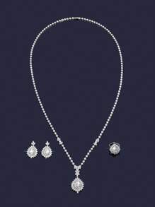Set de 3 collares con colgante de gota de agua con circonita cúbica de lujo para novias, mujeres, bodas y fiestas