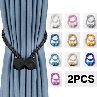 2pcs Modern Magnetic Curtain Tiebacks - Adjustable, Heavy Duty Fixation, For Bedroom And Living Room Decor Curtains Home Decor
