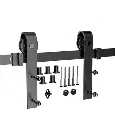 Kit de poulies de suspension pour porte de grange de 183 cm (classique) pour rail de porte coulissante simple noir