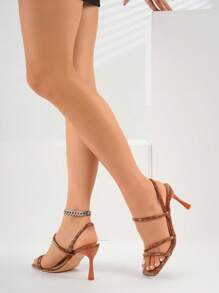 Modisch, lässig, sexy, elegant, bequeme Slip-On Farbblock High Heel Sandalen für Damen, Sommer