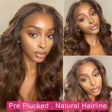 Body Wave Brazilian Human Hair Wig 13X6 HD Pre Plucked Lace Front Wig 250% Density Human Hair Wig Chocolate Brown Color Body Wavy Lace Front Wig With Baby Hair Chestnut Color Human Hair Wig For Women - Chocolate Brown - View 5