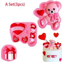 3pcs/6pcs Heart/Bear Silicone Mold For Fondant, DIY Wedding Cupcake Cake Silicone Mold, Chocolate Gummy Mold, Candy Resin Mold, Cake Decorating And Baking Supplies