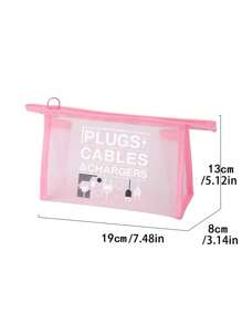 Bolsa de maquillaje portátil de mujer con patrón impreso de enchufe de cable de datos de malla de nailon, bolsa de cosméticos multiuso portátil, bolsa de maquillaje de viaje, organizador de artículos de tocador, bolsa de almacenamiento de equipos de carga, regalo para regreso a clases, doctor, profesor, bolsa de maquillaje, estuche para productos de belleza, neceseres de viaje, artículos esenciales de dormitorio, regalos de boda para damas de honor, regalos para mamá, regalos de cumpleaños, regalos para amigos