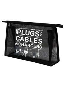 Bolsa de maquillaje portátil de mujer con patrón impreso de enchufe de cable de datos de malla de nailon, bolsa de cosméticos multiuso portátil, bolsa de maquillaje de viaje, organizador de artículos de tocador, bolsa de almacenamiento de equipos de carga, regalo para regreso a clases, doctor, profesor, bolsa de maquillaje, estuche para productos de belleza, neceseres de viaje, artículos esenciales de dormitorio, regalos de boda para damas de honor, regalos para mamá, regalos de cumpleaños, regalos para amigos