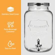 Tomnk 1/2pcs Glass Drinks Dispenser For Parties, 1  Gallon Beverage Dispenser With Spout (Partial Products Come With Stand) – Juice & Iced Tea Pitcher, Water Jug For Lemonade, Party Essential Beverage Container - 透明-1 Gallon - 查看 7