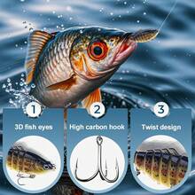 Señuelo de pesca robótico, cebo 3D que nada para agua dulce y salada, equipo de pesca que atrae señuelos de pesca para lucio, trucha y bajo, ideal para principiantes, aficionados y profesionales - 3PCA - Ver 3