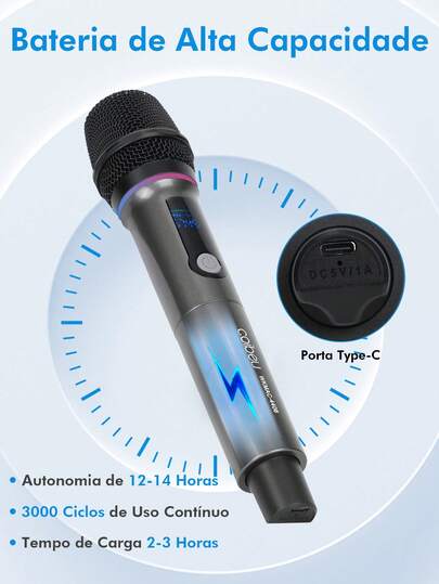 [UHF anti-interference + RGB light] 2.4G wireless microphone one-to-two professional set 14-hour battery life karaoke equipment Anti-fall Type-C fast charging