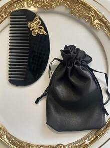 1 Peça Pente de Borboleta Fashionable de Alto Padrão Leve de EVA (Copolímero de Etileno e Acetato de Vinila), Leve, Portátil, Anti-estático. Inclui 1 Bolsa de Cordão de Seda Sintética. Ferramenta de Penteado