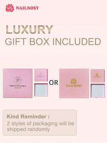 10Pcs Handmade Press On Nails Kit Long Coffin Pink Line Art Bling Glitter Glistening Iridescent Luxurious Rhinestone Decor Japanese Style Modern Elegant Minimalist Korea Style Fresh Design Chic French Style Neutral Classical Cute Kawaii Creative Glossy Finish Shimmery - Multicolor - View 6