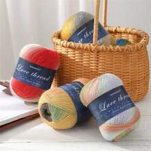 1 Bag (300g) Rainbow Gradient Long Dyeing Wool Yarn For DIY Hand Knitting, Used For Making Women's Shawls, Hats, Scarves And Sweaters. 1 Bag = 3 Pieces = 300g - 3 Packs - View 3