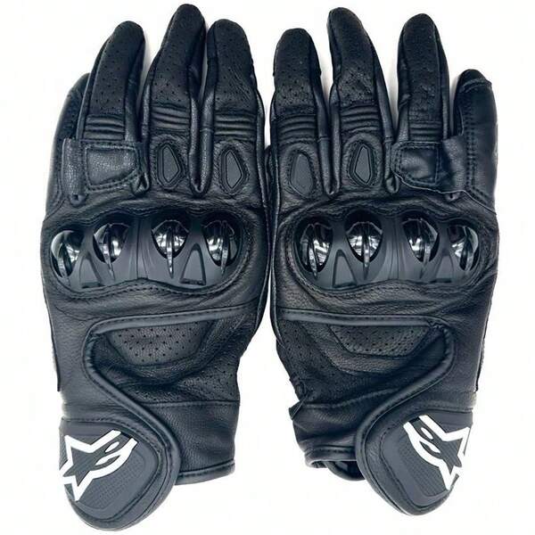 Alpinestars Luvas de motocicleta de couro genuíno para homens, luvas de corrida de motocross, luvas GP, primavera outono, tela sensível ao toque, moto