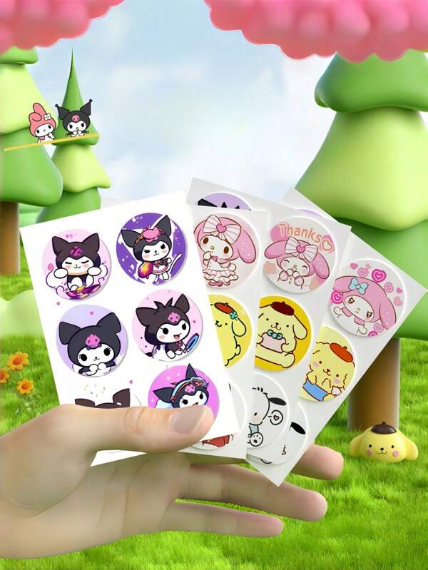 Sanrio 36/108/144 pezzi Adesivi repellenti per zanzare estivi, adesivi personalizzati per bambini, adesivi Sanrio, adesivi da esterno Kuromi per bambini, adesivi repellenti per zanzare, adesivi per sport all'aperto, campeggio all'aperto, adesivi repellenti per zanzare, protezione efficace