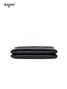 saroxi 1 件男士单肩斜挎包邮差包带侧袋多功能休闲 PU 皮革简约风格黑棕色包，送给男朋友的礼物 - 黑色 - 查看 9