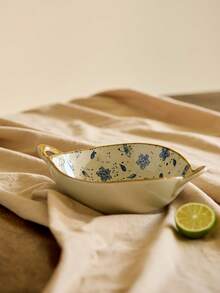 Cirelle 1pc Flower Print Bowl, Baby Blue Double Ear Porcelain Noodles Bowl For Household, Kitchen, Christmas Gift, Rama Kitchen Essentials, Kitchen Use, High-End Restaurants Supplies, Housewarming Gift, Party Use, Family Dining, Afternoon Tea Use - Baby Blue - View 4