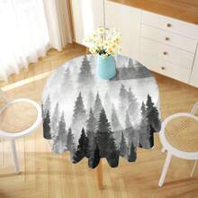 1pc Geometric Forest Themed Tablecloth, Modern Polyester Rectangle/Round Waterproof Tablecloth With Digital Printing, Suitable For Living Room, Home, Outdoor Dining, Small Round Table - Multicolor - View 10