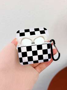 Kariertes Kopfhörertasche, schwarze Kopfhörertasche mit 1 Kopfhörertaschen-Clip, kompatibel mit Hülle, Pro (2. Generation), 3, Pro, 1/2, 4