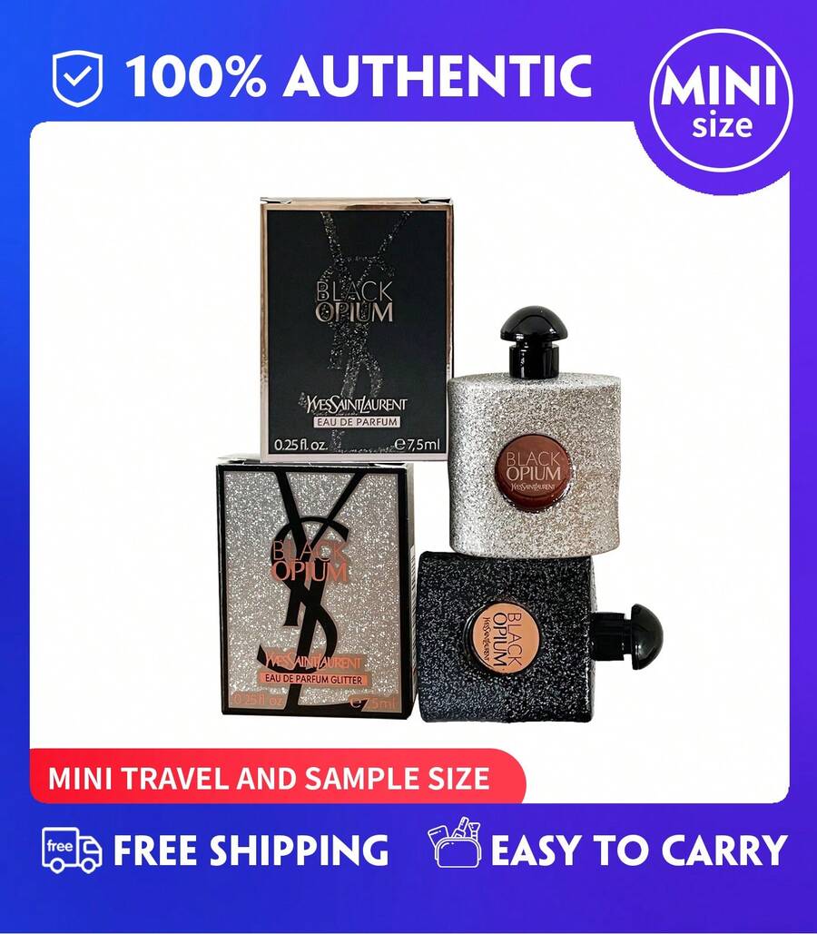 YSL Black Opium Perfume Duo ,Black Opium Glitter And BlackOpium Eau De Parfum  For Women, (7.5ml/0.25fl.Oz),Splash Perfume Travel Mini - Black Opium Glitter7.5ml+Black Opium 7.5ml - 查看 1
