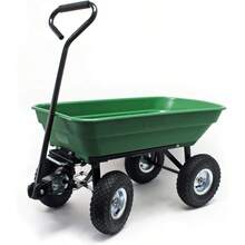 Dump Cart Capacity 50l Max. Load 200kg Garden Trolley Tipper Trailer Wheelbarrow - Green - View 1
