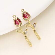 2/4Pcs Copper Plated Rose Pendant 18K Color Retention Diamond Pendant For DIY Bracelet Necklace Making - Multicolor - View 6