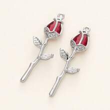 2/4Pcs Copper Plated Rose Pendant 18K Color Retention Diamond Pendant For DIY Bracelet Necklace Making - Multicolor - View 18