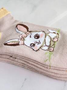 3 أزواج جوارب الكاحل للنساء متعددة الألوان بتصميم أرنب جميل وحلو ولين وراحة مريحة وشامل، صالح للارتداء اليومي - متعدد الألوان - مشاهدة 5