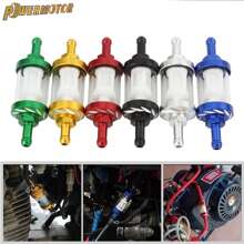 PowerMotor Accesorios de motocicleta de gasolina: Filtro de combustible de vidrio para pitbike minimoto de 125cc, 140cc, 150cc, 160cc, filtro de aceite de aleación de aluminio CNC de 8 mm para scooter, cafe racer, piezas de carreras Gy6