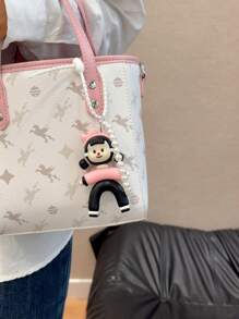HXXOOS Acessório de Bolsa Corrente de Pérolas Falsas Y2K - Chaveiro Fofo com Laço Rosa, Pingente Estético Kawaii para Mulheres, Adolescentes, Decoração de Mochila e Bolsa, Ótima Ideia de Presente Cordão