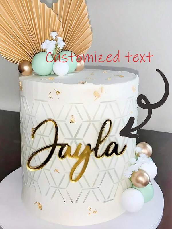 Custom Text Acrylic Cake Label,Script Custom Acrylic Cake Charm/Personalized Acrylic Mirror Cake Plaque/ Name Cake Topper, Charm /Name Charm For Cake/Wedding Place Cards